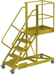 TRI-ARC - 92" 5 Step Configurable Cantilever Ladder - Supported, 300 Lb Capacity, 50" Platform Height, 30" Base Width x 74" Base Depth, Perforated Tread - A1 Tooling