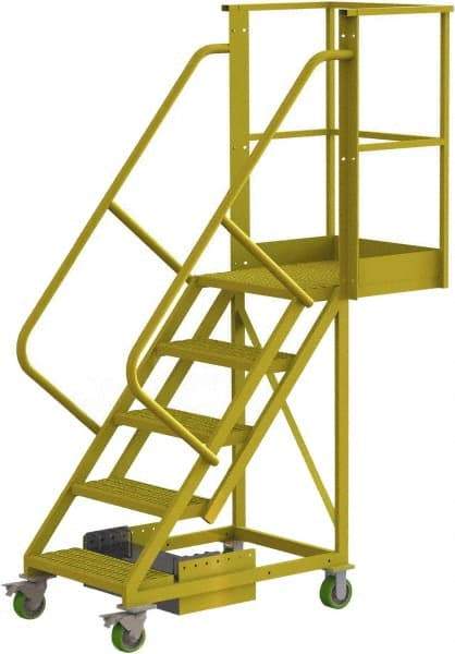 TRI-ARC - 92" 5 Step Configurable Cantilever Ladder - Unsupported, 300 Lb Capacity, 50" Platform Height, 30" Base Width x 64" Base Depth, Perforated Tread - A1 Tooling