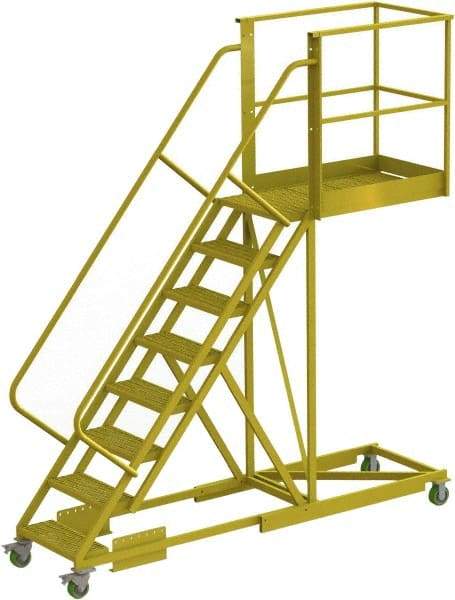 TRI-ARC - 122" 8 Step Configurable Cantilever Ladder - Supported, 300 Lb Capacity, 80" Platform Height, 30" Base Width x 109" Base Depth, Serrated - A1 Tooling