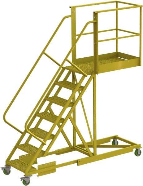 TRI-ARC - 112" 7 Step Configurable Cantilever Ladder - Supported, 300 Lb Capacity, 70" Platform Height, 30" Base Width x 101" Base Depth, Serrated - A1 Tooling