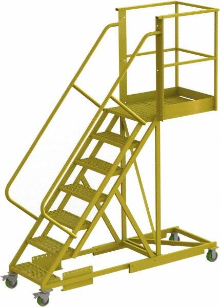 TRI-ARC - 112" 7 Step Configurable Cantilever Ladder - Supported, 300 Lb Capacity, 70" Platform Height, 30" Base Width x 91" Base Depth, Perforated Tread - A1 Tooling