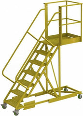 TRI-ARC - 112" 7 Step Configurable Cantilever Ladder - Supported, 300 Lb Capacity, 70" Platform Height, 30" Base Width x 91" Base Depth, Perforated Tread - A1 Tooling