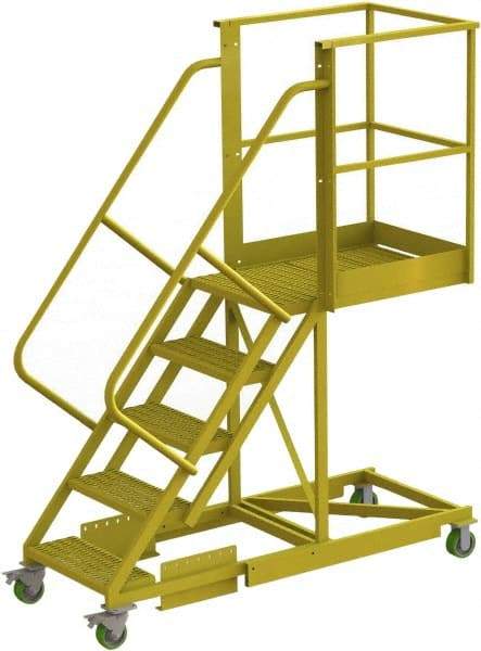 TRI-ARC - 92" 5 Step Configurable Cantilever Ladder - Supported, 300 Lb Capacity, 50" Platform Height, 30" Base Width x 74" Base Depth, Serrated - A1 Tooling