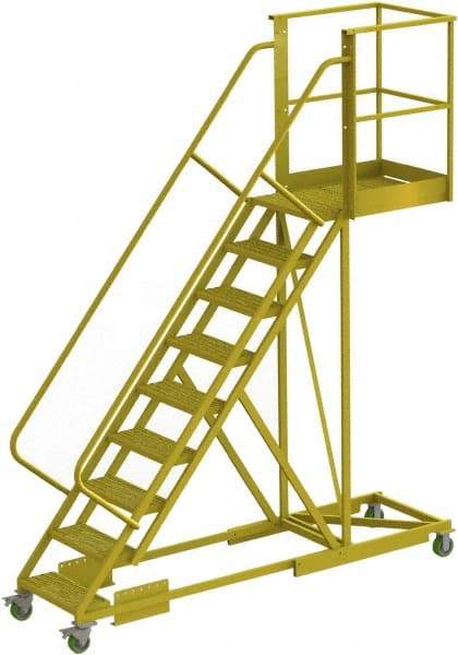 TRI-ARC - 132" 9 Step Configurable Cantilever Ladder - Supported, 300 Lb Capacity, 90" Platform Height, 30" Base Width x 107" Base Depth, Serrated - A1 Tooling