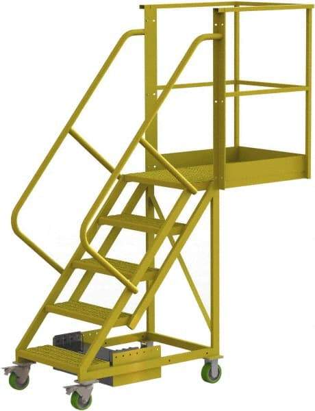 TRI-ARC - 92" 5 Step Configurable Cantilever Ladder - Unsupported, 300 Lb Capacity, 50" Platform Height, 30" Base Width x 74" Base Depth, Perforated Tread - A1 Tooling