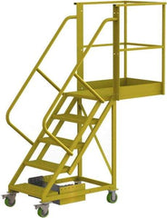 TRI-ARC - 92" 5 Step Configurable Cantilever Ladder - Unsupported, 300 Lb Capacity, 50" Platform Height, 30" Base Width x 74" Base Depth, Perforated Tread - A1 Tooling