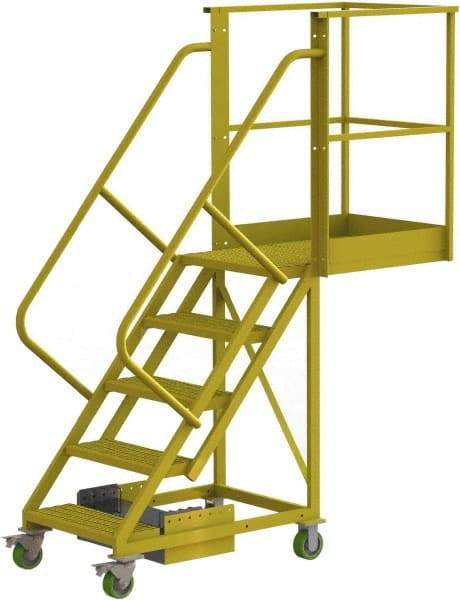 TRI-ARC - 92" 5 Step Configurable Cantilever Ladder - Unsupported, 300 Lb Capacity, 50" Platform Height, 30" Base Width x 74" Base Depth, Serrated - A1 Tooling