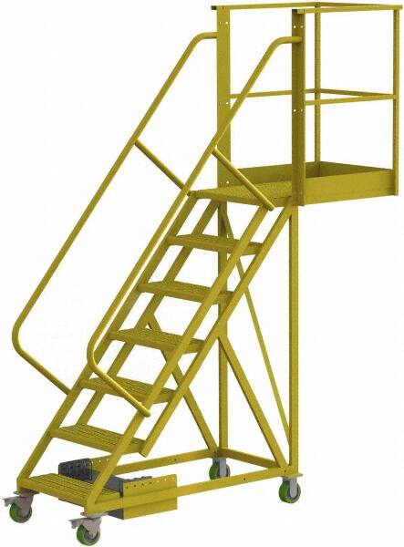 TRI-ARC - 112" 7 Step Configurable Cantilever Ladder - Unsupported, 300 Lb Capacity, 70" Platform Height, 30" Base Width x 91" Base Depth, Serrated - A1 Tooling