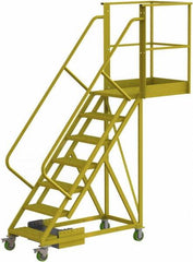 TRI-ARC - 112" 7 Step Configurable Cantilever Ladder - Unsupported, 300 Lb Capacity, 70" Platform Height, 30" Base Width x 91" Base Depth, Serrated - A1 Tooling