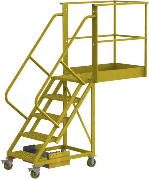 TRI-ARC - 92" 5 Step Configurable Cantilever Ladder - Unsupported, 300 Lb Capacity, 50" Platform Height, 30" Base Width x 84" Base Depth, Serrated - A1 Tooling