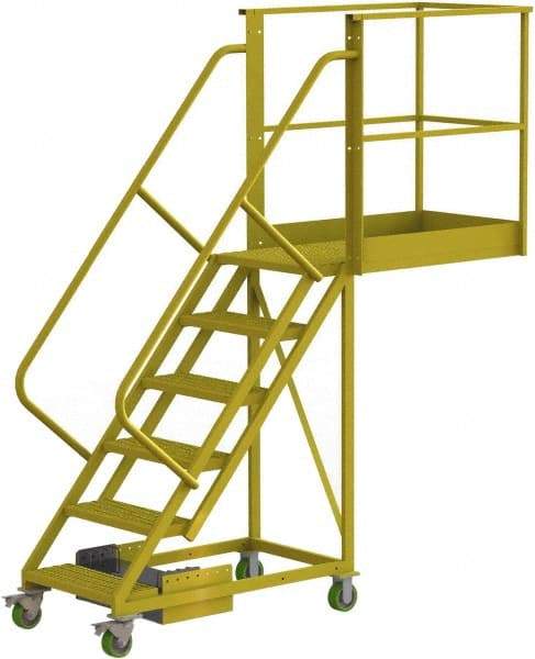 TRI-ARC - 102" 6 Step Configurable Cantilever Ladder - Unsupported, 300 Lb Capacity, 60" Platform Height, 30" Base Width x 92" Base Depth, Serrated - A1 Tooling