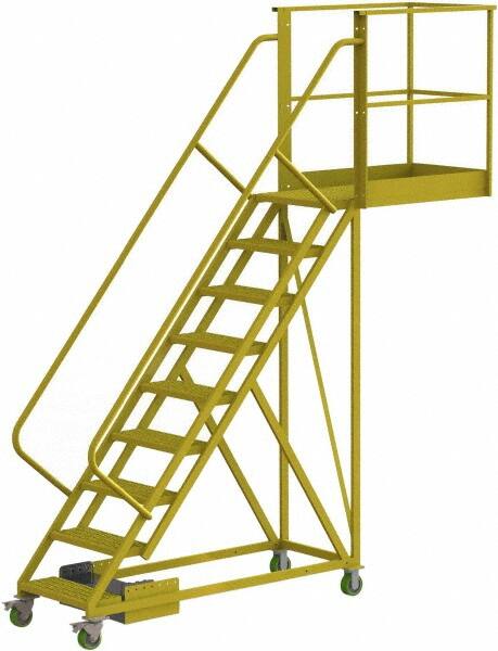 TRI-ARC - 132" 9 Step Configurable Cantilever Ladder - Unsupported, 300 Lb Capacity, 90" Platform Height, 30" Base Width x 117" Base Depth, Serrated - A1 Tooling