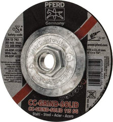 PFERD - 46 Grit, 4-1/2" Wheel Diam, Type 27 Depressed Center Wheel - Aluminum Oxide - A1 Tooling