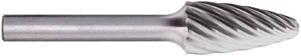 PFERD - 3/8" Cut Diam, 1/4" Shank Diam, Tree with Radius Head Fluted Cut Burr - Carbide, Radius End, 3/4" LOC, 2-1/2" OAL - A1 Tooling