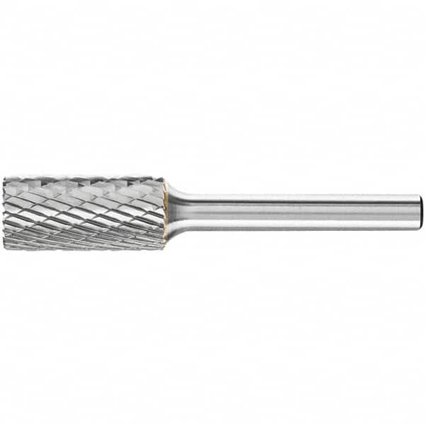 PFERD - 1/2" Cut Diam, 1/4" Shank Diam, Cylinder with End Cut Head Double Cut Burr - Carbide, End Cut End, 1" LOC, 2-3/4" OAL - A1 Tooling