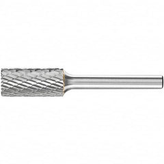 PFERD - 1/2" Cut Diam, 1/4" Shank Diam, Cylinder with End Cut Head Double Cut Burr - Carbide, End Cut End, 1" LOC, 2-3/4" OAL - A1 Tooling