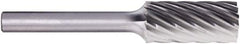 PFERD - 3/8" Cut Diam, 1/4" Shank Diam, Cylinder Head Fluted Cut Burr - Carbide, Flat End, 3/4" LOC, 2-1/2" OAL - A1 Tooling