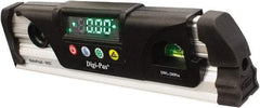 Digi-Pas - Magnetic 9-1/2" Long 2 Vial Torpedo Level - Aluminum, Black/Silver, 1 Plumb & 1 Level Vial - A1 Tooling