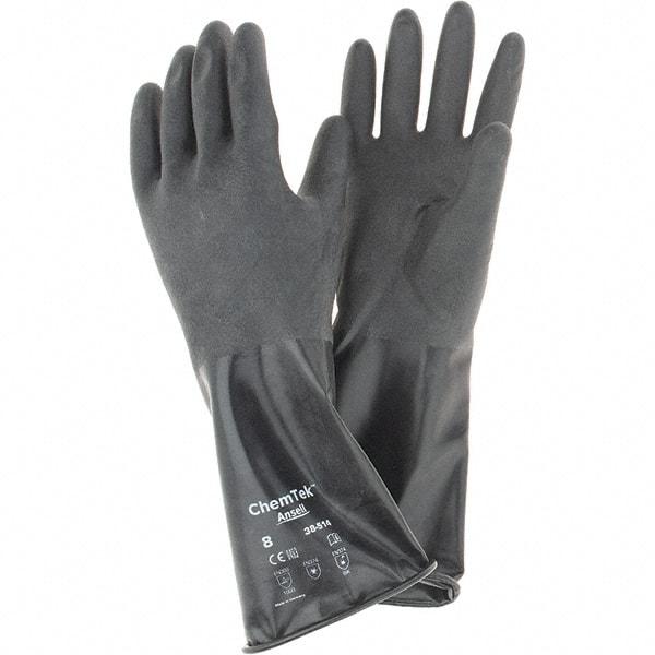 Ansell - 14 mil Thick, Chemical Resistant Gloves - SZ 8 14"14ML BLK 1/PR CHEM-TEK RGH FIN CHEM GLV - A1 Tooling