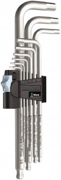 Wera - 9 Piece L-Key Hex Key Set - Hex Range 1.5 to 10mm, Stainless Steel - A1 Tooling