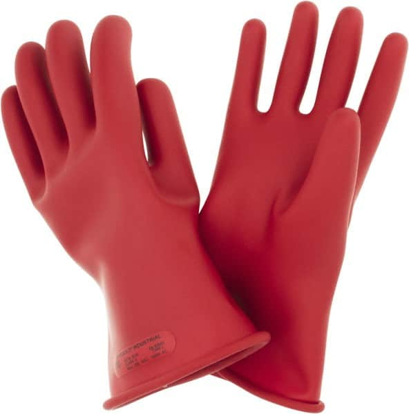 Ansell - Class 0, Size 10, 11" Long, Rubber Lineman's Glove - 5,000 AC Max Use Voltage, 1,000 AC Test Voltage, Red, ASTM D120 - A1 Tooling