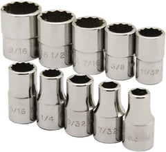 Ability One - 1/4" Drive Socket Set - 6, 12 Points, 3/16" to 9/16" Range, Inch Measurement Standard - A1 Tooling