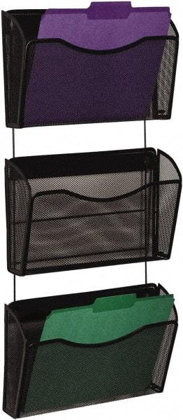 Rolodex - 14" Wide x 38.45" High x 6-5/8" Deep Mesh Metal Document Organizer - 3 Compartments, Black, 13-1/2" Wide Compartment - A1 Tooling