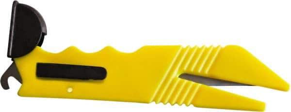 ICT - Fixed Safety Utility Knife - 1" Stainless Steel Blade, Yellow ABS Handle, 2 Blades Included - A1 Tooling