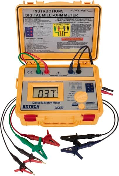 Extech - Digital LCD Display, 0.002 Megohm Electrical Insulation Resistance Tester & Megohmmeter - Powered by AA Battery - A1 Tooling