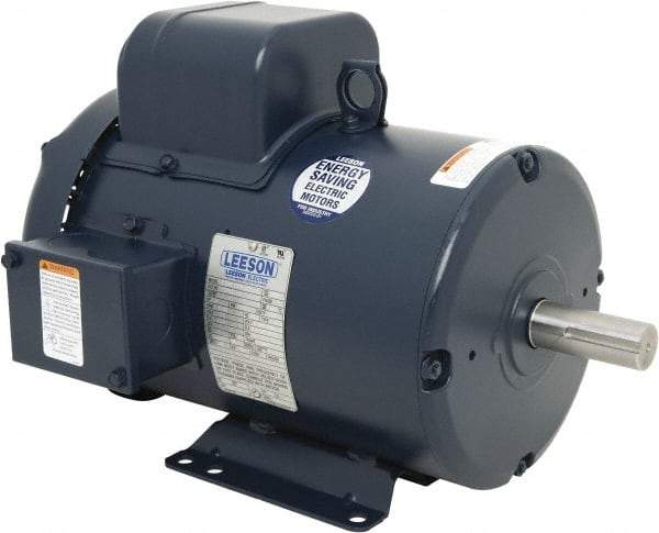 Leeson - 3 Max hp, 3,600 Max RPM, Capacitor Start Electric AC DC Motor - 115/230 V Input, Single Phase, 182T Frame, 1-1/8" Shaft Diam, Rigid Base Mount, TEFC Enclosure - A1 Tooling