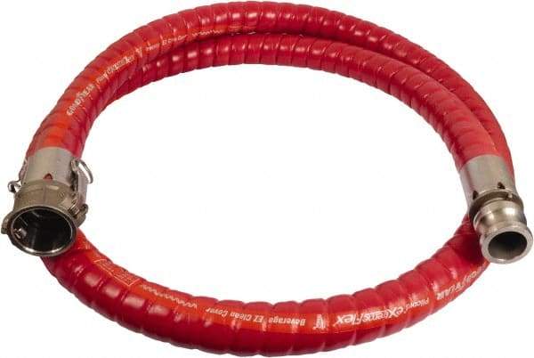 Continental ContiTech - 1" Inside x 1.52" Outside Diam, 220°F, Male x Female Camlock Food & Beverage Hose - 2" Bend Radius, Red, 10' Long, 250 Max psi, 29 Vacuum Rating - A1 Tooling