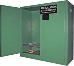 Securall Cabinets - 2 Door, Green Steel Standard Safety Cabinet for Flammable and Combustible Liquids - 44" High x 43" Wide x 18" Deep, Manual Closing Door, 3 Point Key Lock, D, E Cylinder Capacity - A1 Tooling