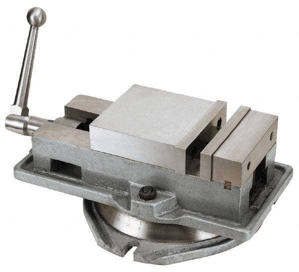 Interstate - 6" Jaw Width, 6" Jaw Opening Capacity, Horizontal Swivel Machine Vise - Manual Operation, 6,613 Lb Capacity, 1 Station, 19-1/8" Long x 6-7/32" High x 1-3/4" Deep, 1-1/2" Jaw Height - A1 Tooling