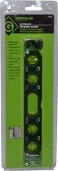 Greenlee - Magnetic 8-1/2" Long 4 Vial Torpedo Level - Aluminum, Green, 1 0°, 1 30°, 1 45° & 1 90° Vials - A1 Tooling