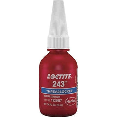 Loctite - 10 mL Bottle, Blue, Medium Strength Liquid Threadlocker - Series 243, 24 hr Full Cure Time, Hand Tool, Heat Removal - A1 Tooling