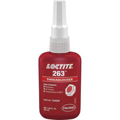 Loctite - 50 mL Bottle, Red, High Strength Liquid Threadlocker - Series 263, 24 hr Full Cure Time, Hand Tool, Heat Removal - A1 Tooling