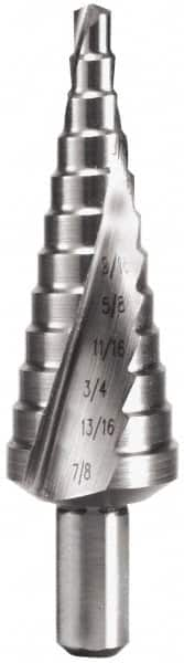 Hertel - 9 Hole Sizes, 1/4 to 3/4" Hole Diam Cobalt Step Drill Bit - A1 Tooling