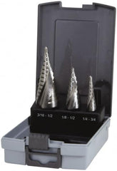 Hertel - 1/8 to 3/4", 118° Point, Bright Finish, High Speed Steel Step Drill Bit Set - A1 Tooling