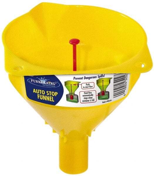 Funnel King - 16 oz Capacity Polypropylene Funnel - 5" Mouth OD, 1" Tip OD, 1-1/4" Straight Spout, Yellow - A1 Tooling