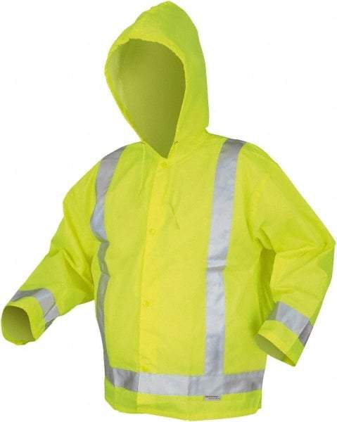 MCR Safety - Size 3XL, Lime, Rain Jacket - Attached Hood - A1 Tooling