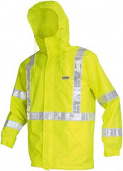 MCR Safety - Size L, Lime, Rain Jacket - 2 Pockets, Rollaway Hood - A1 Tooling