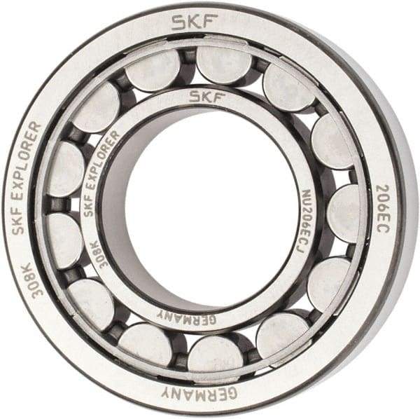 SKF - 30mm Bore Diam, 62mm Outside Diam, 16mm Wide Cylindrical Roller Bearing - 38,000 N Dynamic Capacity, 36,500 Lbs. Static Capacity - A1 Tooling