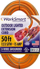 Value Collection - 50', 12/3 Gauge/Conductors, Orange/Blue Outdoor Extension Cord - 1 Receptacle, 15 Amps, UL SJTW, NEMA 5-15P - A1 Tooling