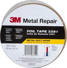 3M - 2" x 50 Yds Silver Foil Tape - 2.7 mil, Acrylic Adhesive, Aluminum Foil Backing, 10 Lb/ln Tensile Strength, -30°F to 260°F, Series 3381 - A1 Tooling