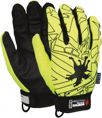 MCR Safety - Size M (8), ANSI Cut Lvl 5, Synthetic Leather Cut & Puncture Resistant Gloves - 9.5" Long, Alycore Lining, Hook & Loop Cuff, Black/Yellow, Paired - A1 Tooling