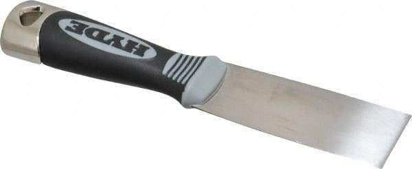 Hyde Tools - 1-1/2" Wide Chisel Edge Blade Stainless Steel Putty Knife - Flexible, Cushioned Grip Polypropylene Handle, 8" OAL - A1 Tooling