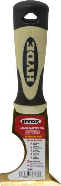 Hyde Tools - 2-1/2" Wide Brass Multi-Purpose Knife - Stiff, Cushioned Grip Polypropylene Handle, 8" OAL - A1 Tooling