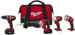 Milwaukee Tool - 18 Volt Cordless Tool Combination Kit - Includes 1/2" Hammer Drill, 1/4" Hex Impact Driver & Sawzall Reciprocating Saw, Lithium-Ion Battery Included - A1 Tooling