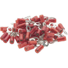 Value Collection - 22-18 AWG Partially Insulated Crimp Connection D Shaped Ring Terminal - #8 Stud, Tin Plated Copper Contact - A1 Tooling