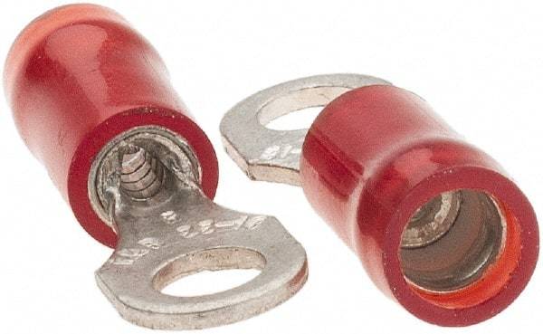 Value Collection - 22-18 AWG Partially Insulated Crimp Connection D Shaped Ring Terminal - #6 Stud, Tin Plated Copper Contact - A1 Tooling